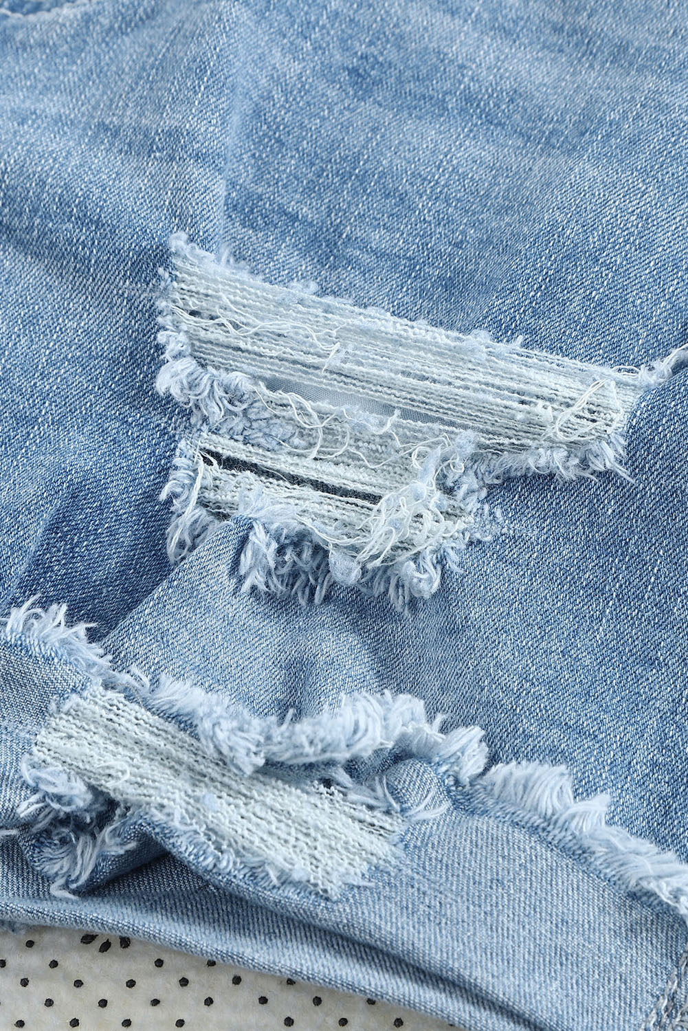 Ripped Rolled Hem Denim Shorts