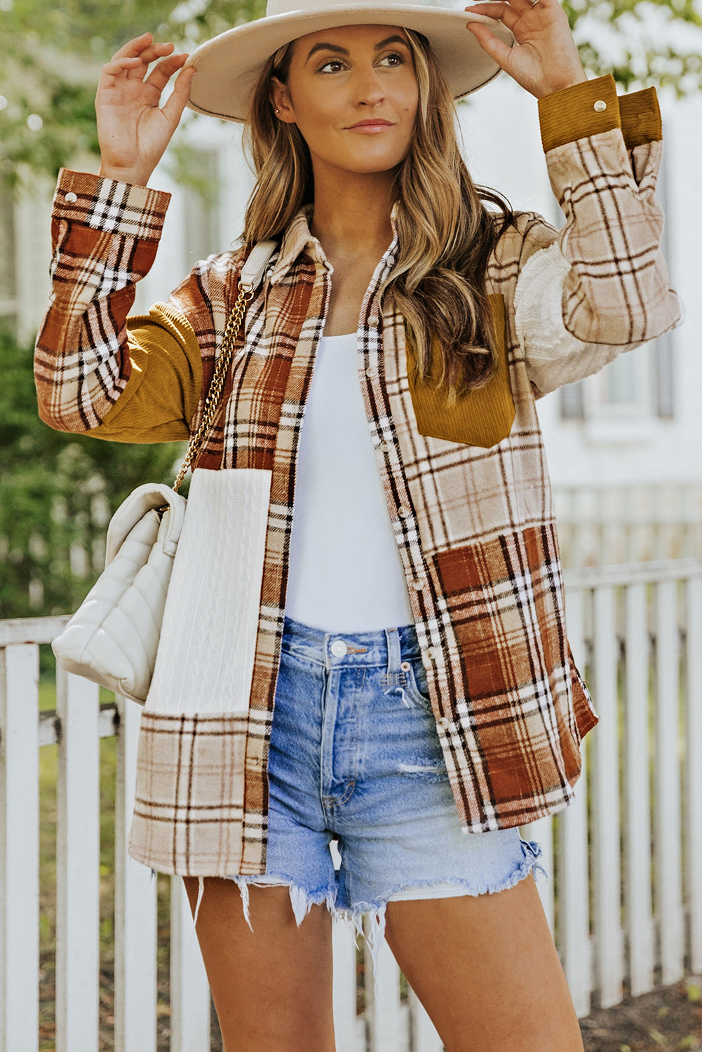 Plaid Patchwork Pocket Shacket