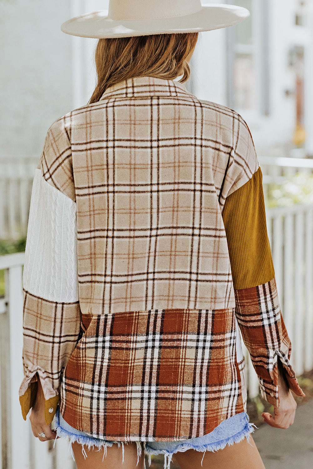 Plaid Patchwork Pocket Shacket