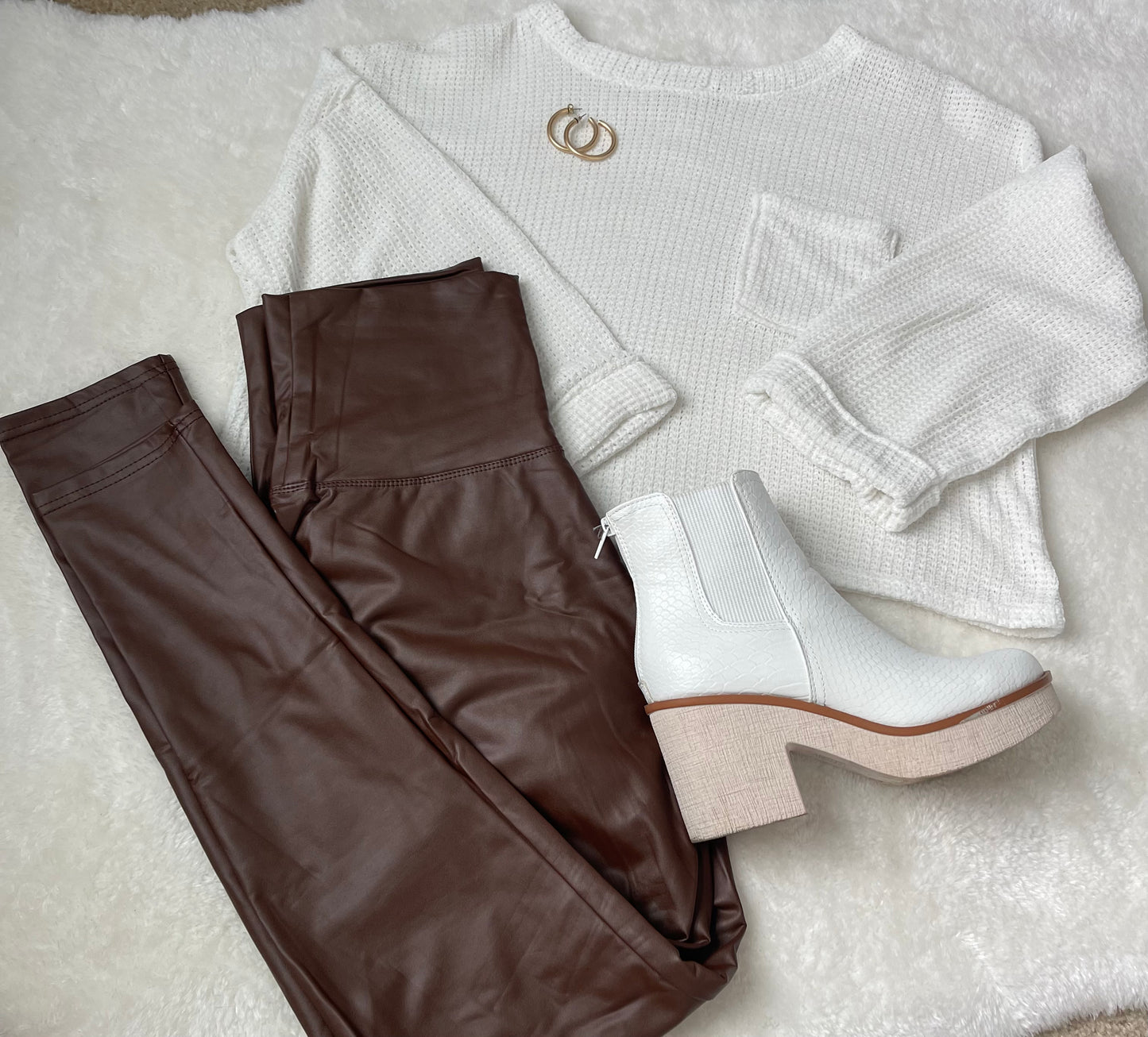 Brown Faux Leather Leggings