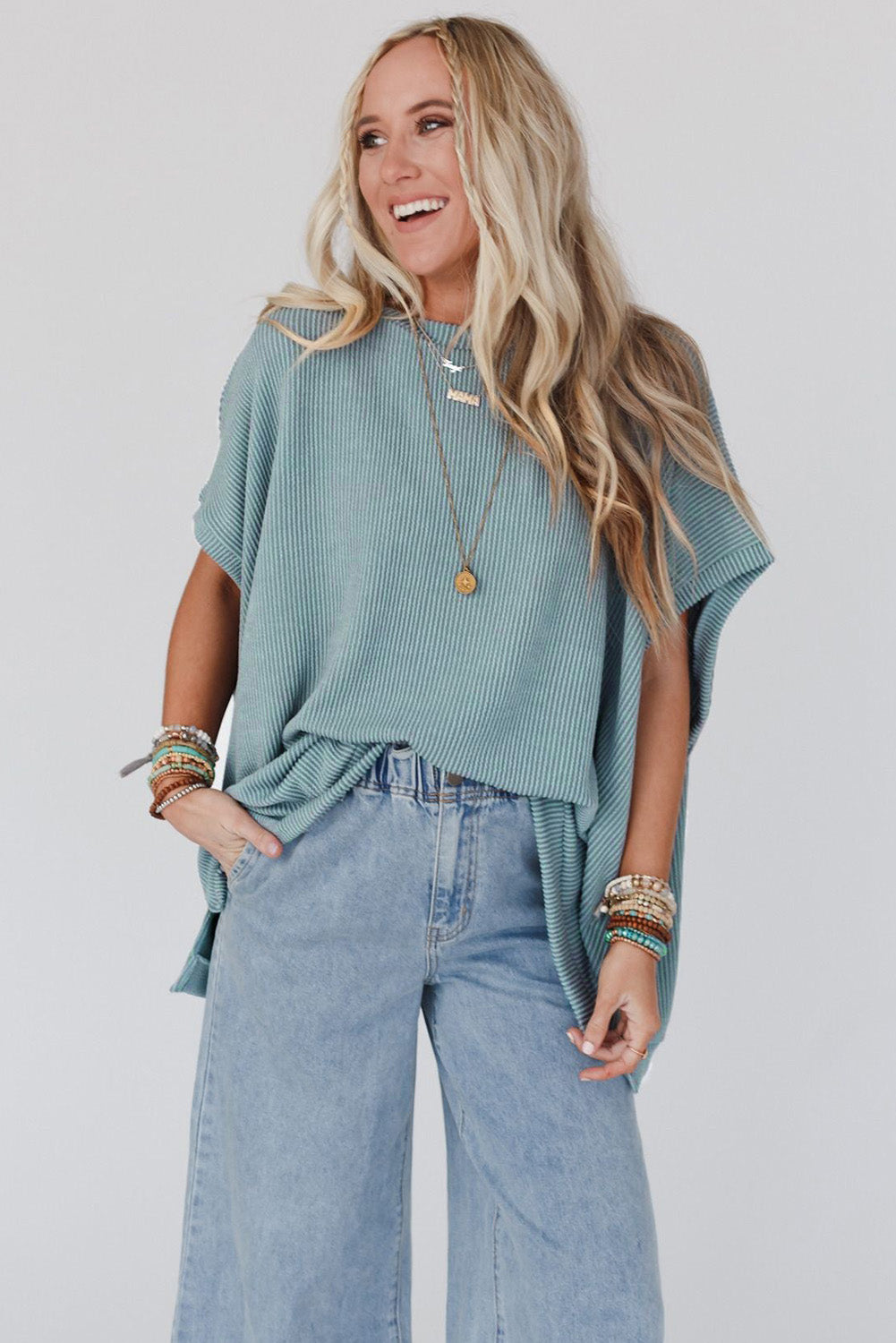 Ribbed Knit Oversized Top