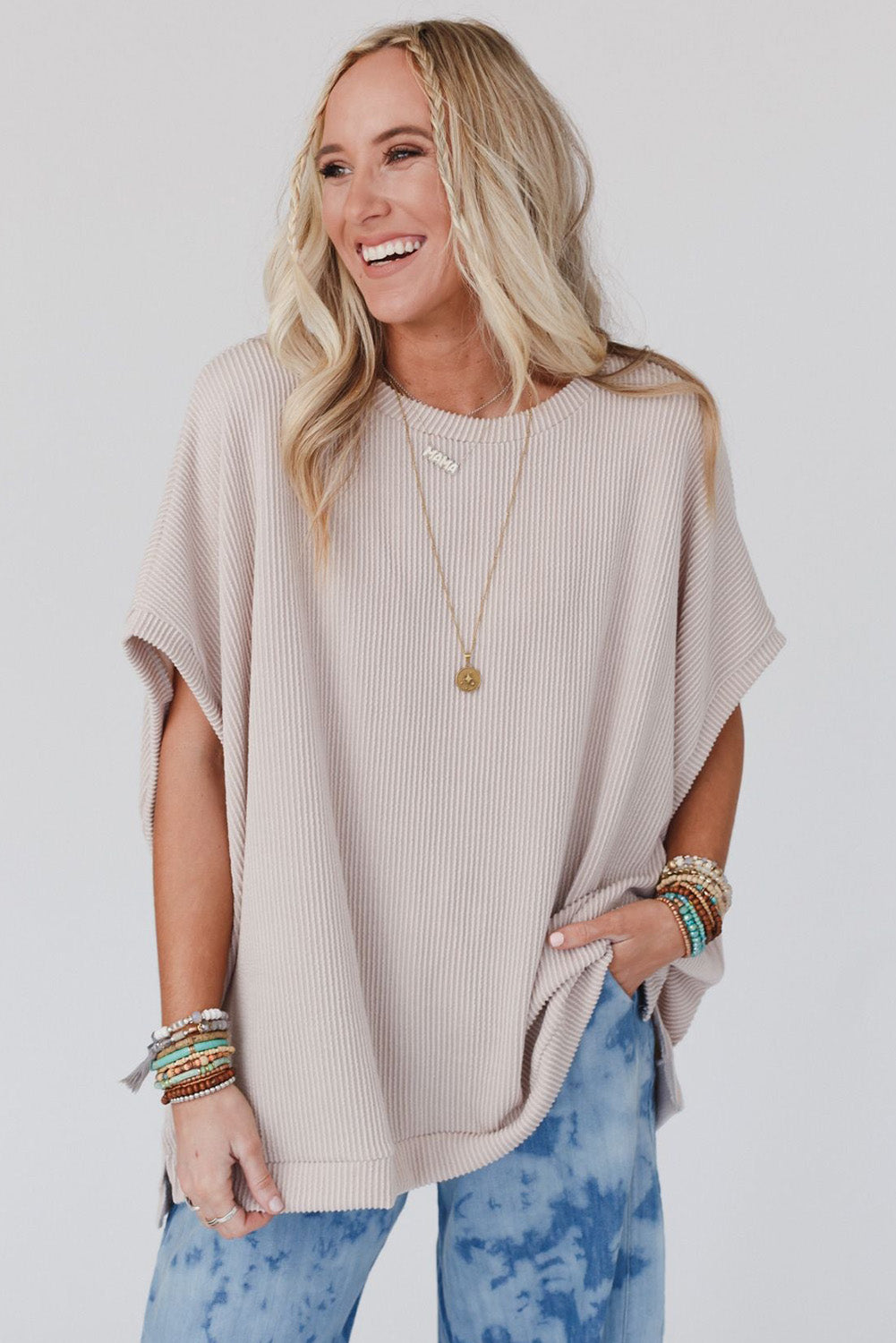 Ribbed Knit Oversized Top