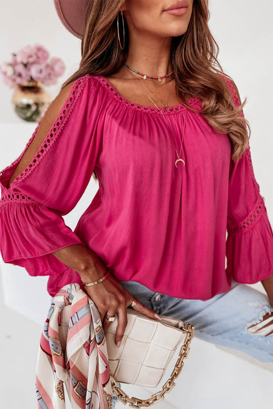 Rose Crochet Ruffle Blouse