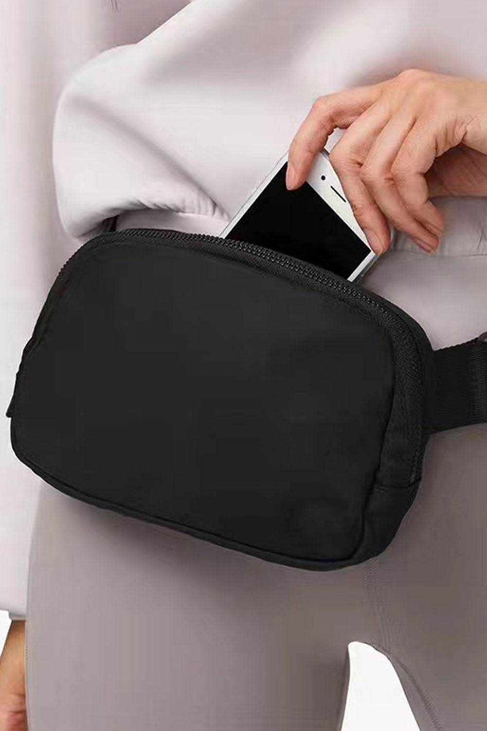 Black Waterproof Zipped Fanny Pack