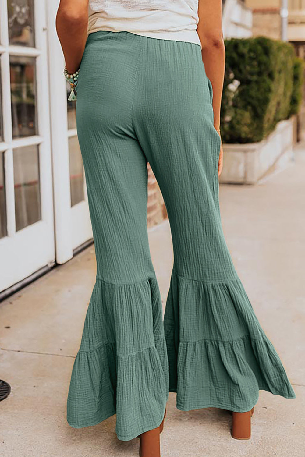 Ruffle High Waist Flared Pants