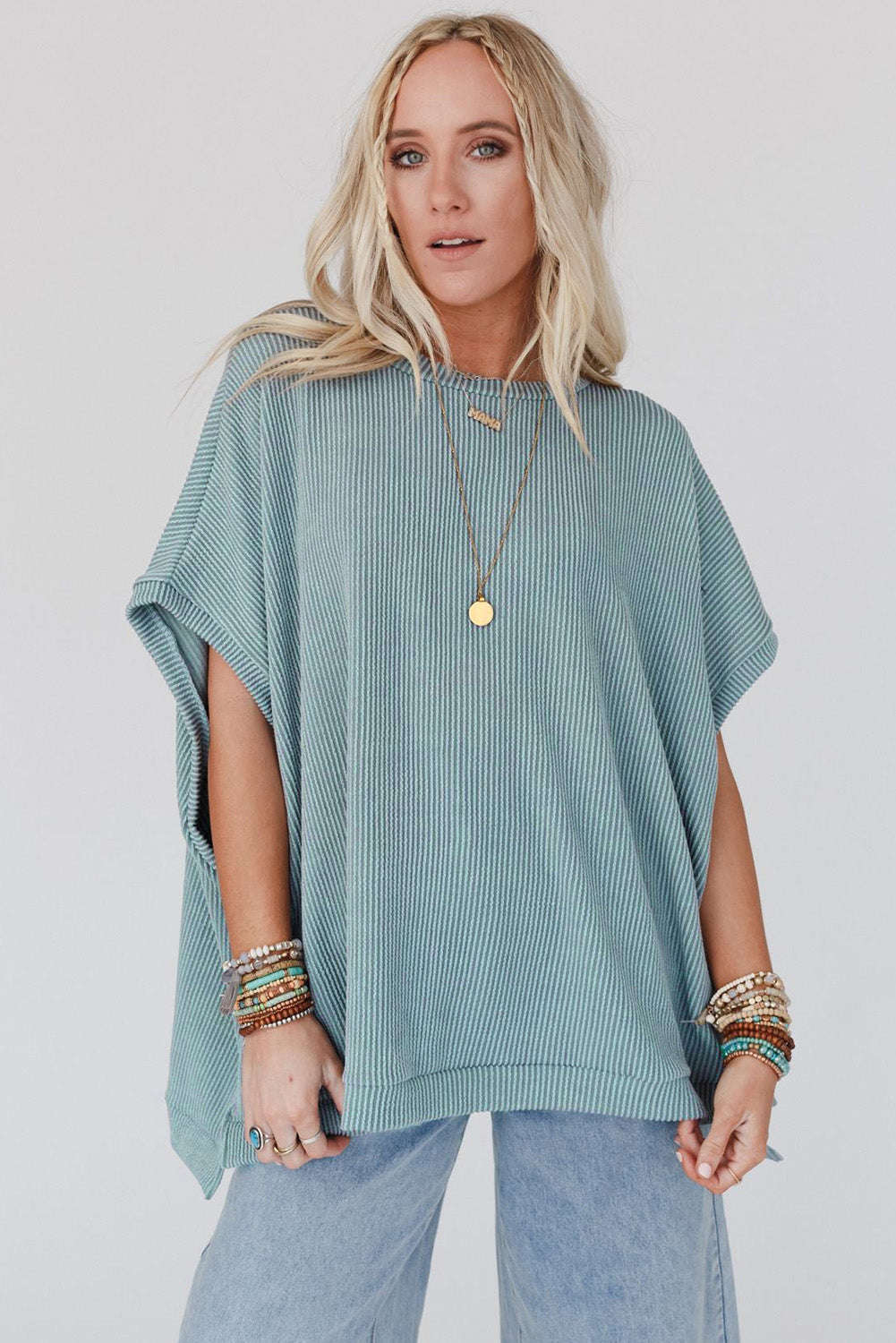 Ribbed Knit Oversized Top