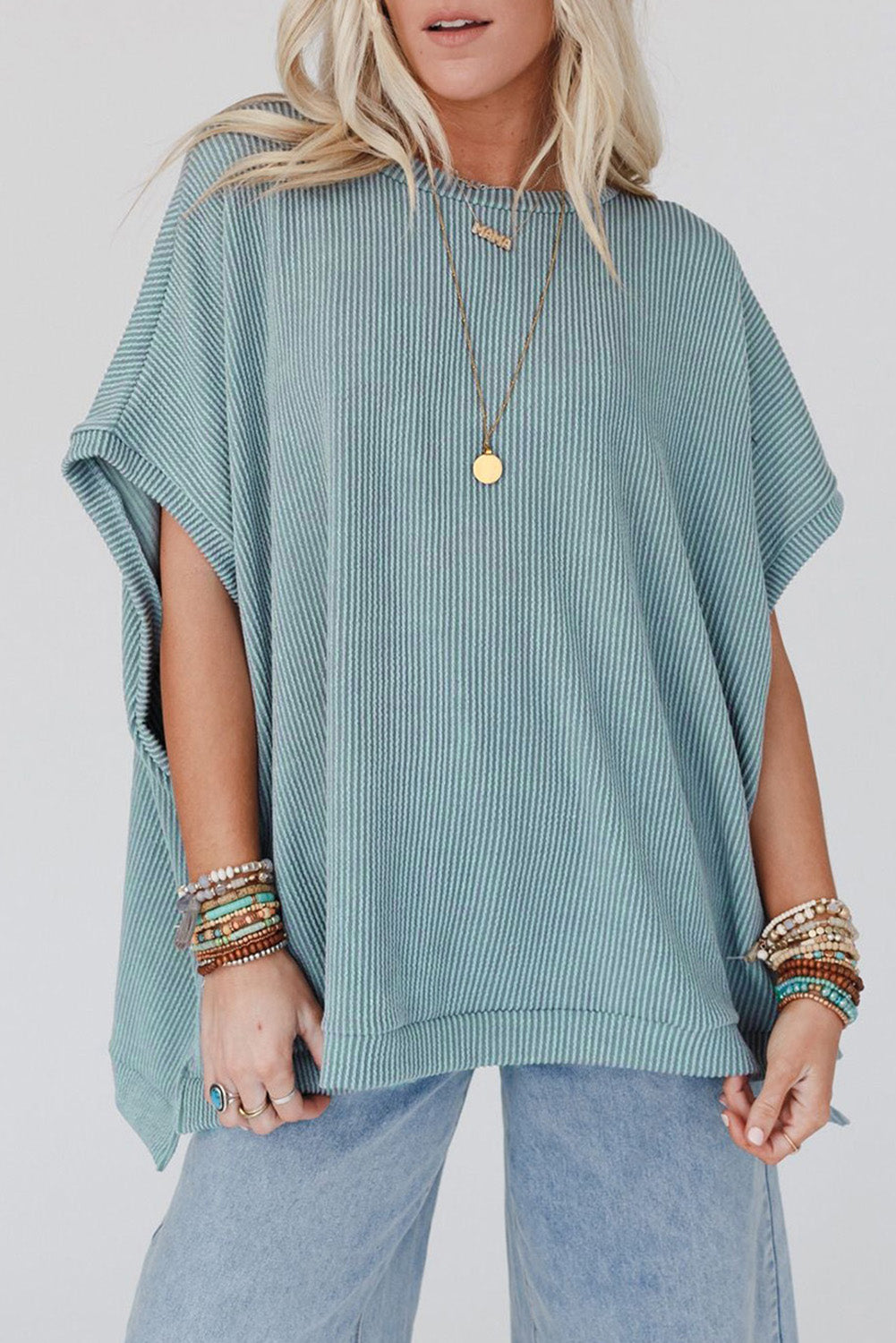 Ribbed Knit Oversized Top