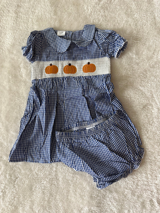 Baby girl Smocked Pumpkin Outfit