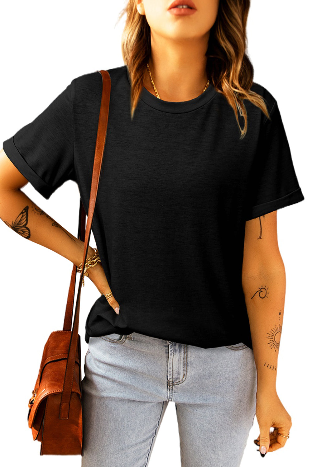 Casual Short Sleeve Crew Neck T Shirt for Women