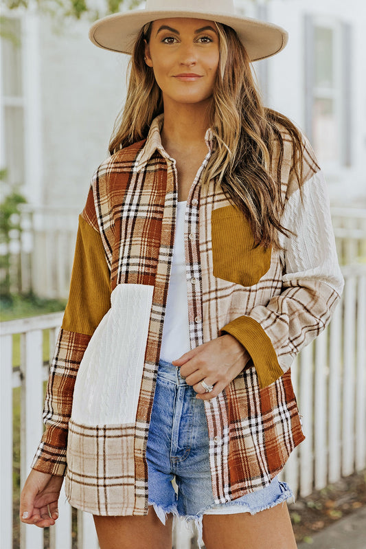 Plaid Patchwork Pocket Shacket