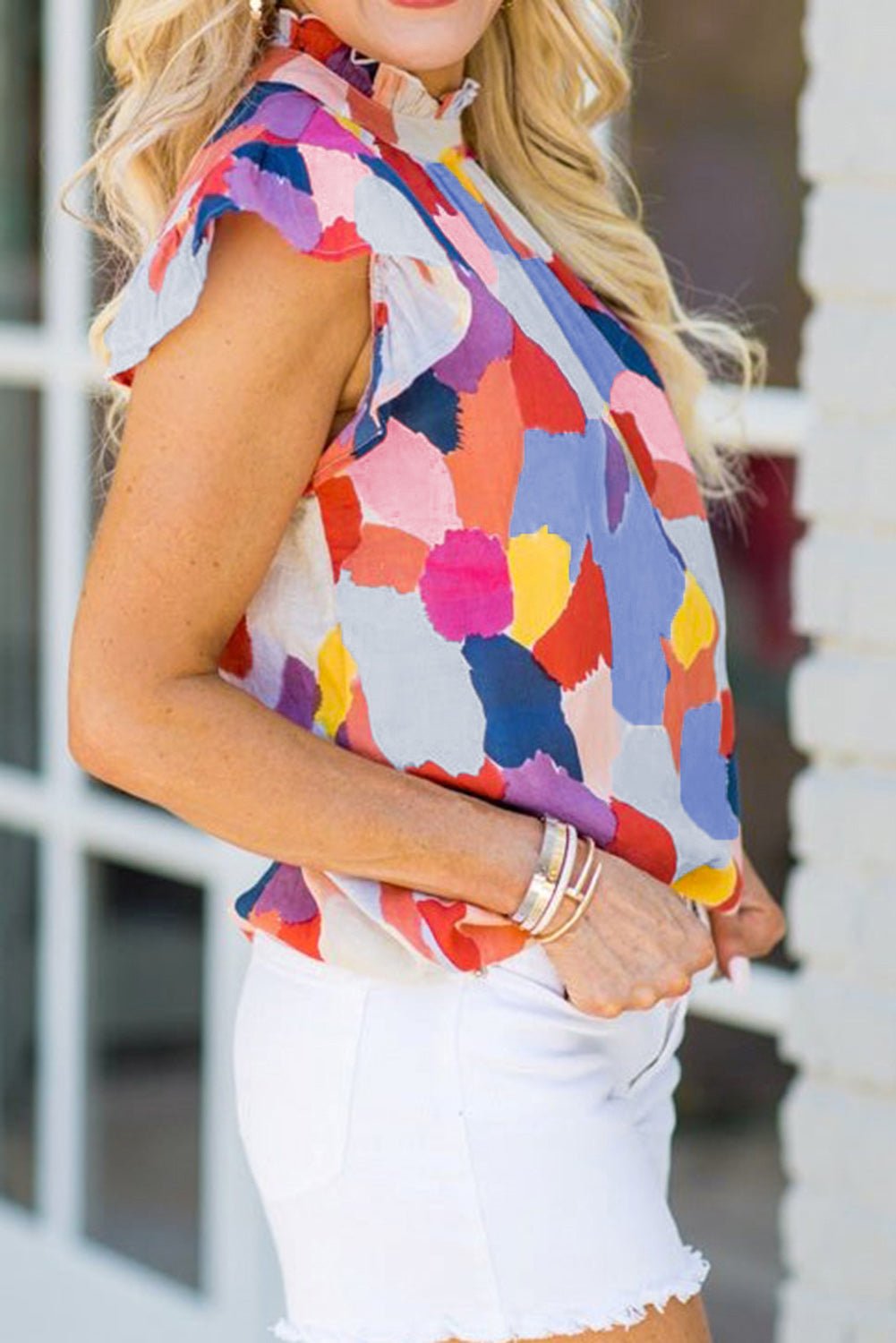 Multicolor Color Ruffle Top