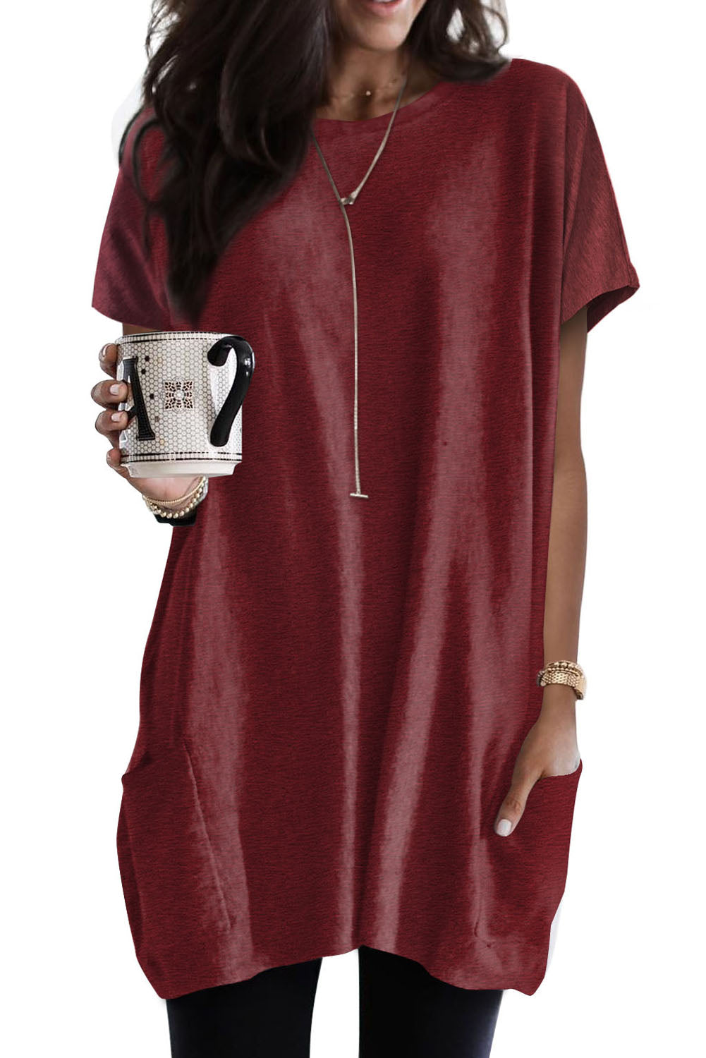 Loose Pocket  Long T-Shirt