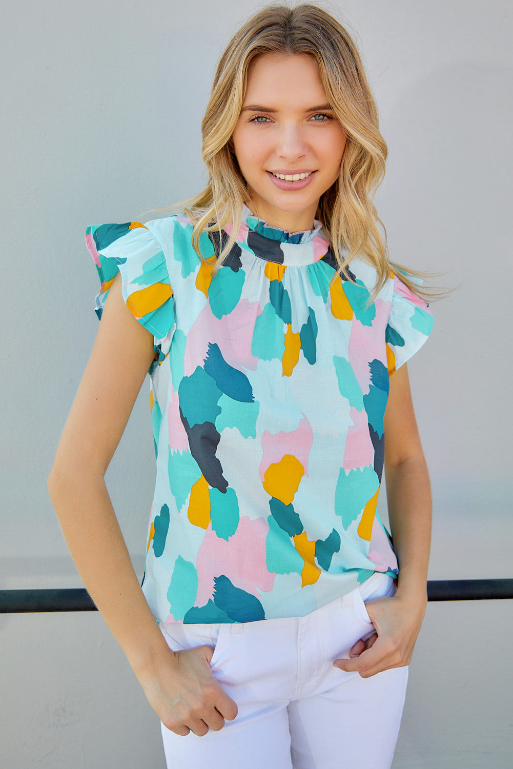 Multicolor Color Ruffle Top