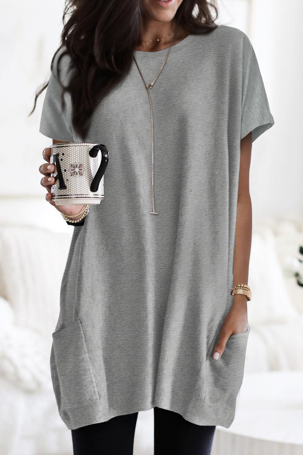 Loose Pocket  Long T-Shirt