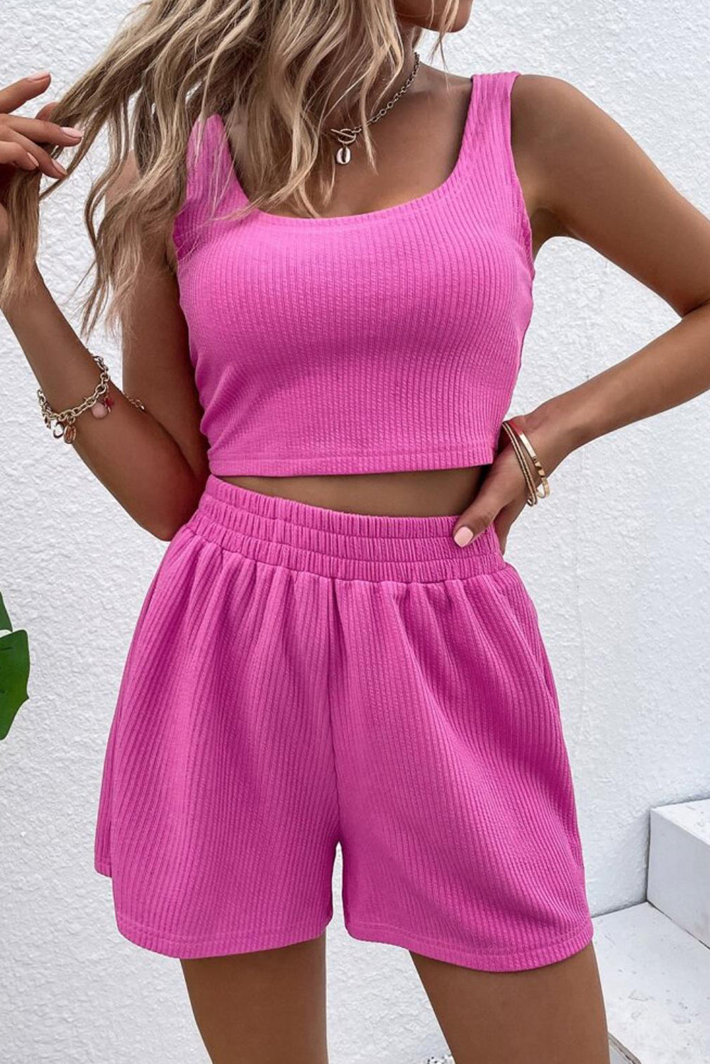 Rose  High Waisted Corduroy Two Piece Set