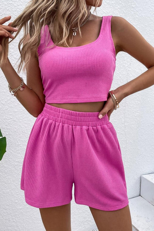 Rose  High Waisted Corduroy Two Piece Set