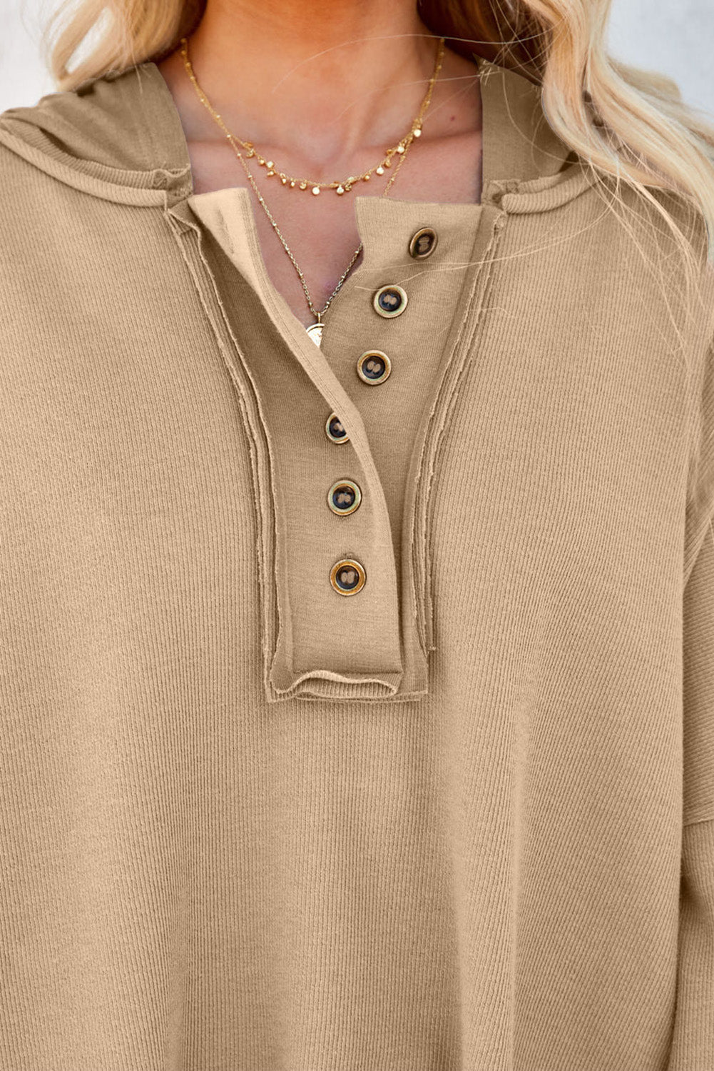 Casual Button Front Pullover Hoodie