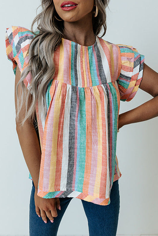 Multicolor Striped Back Blouse