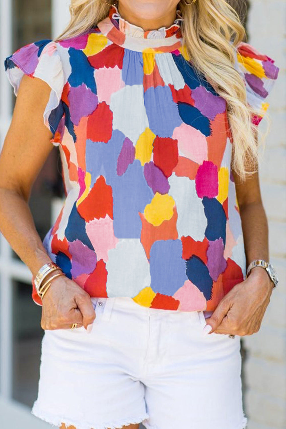 Multicolor Color Ruffle Top