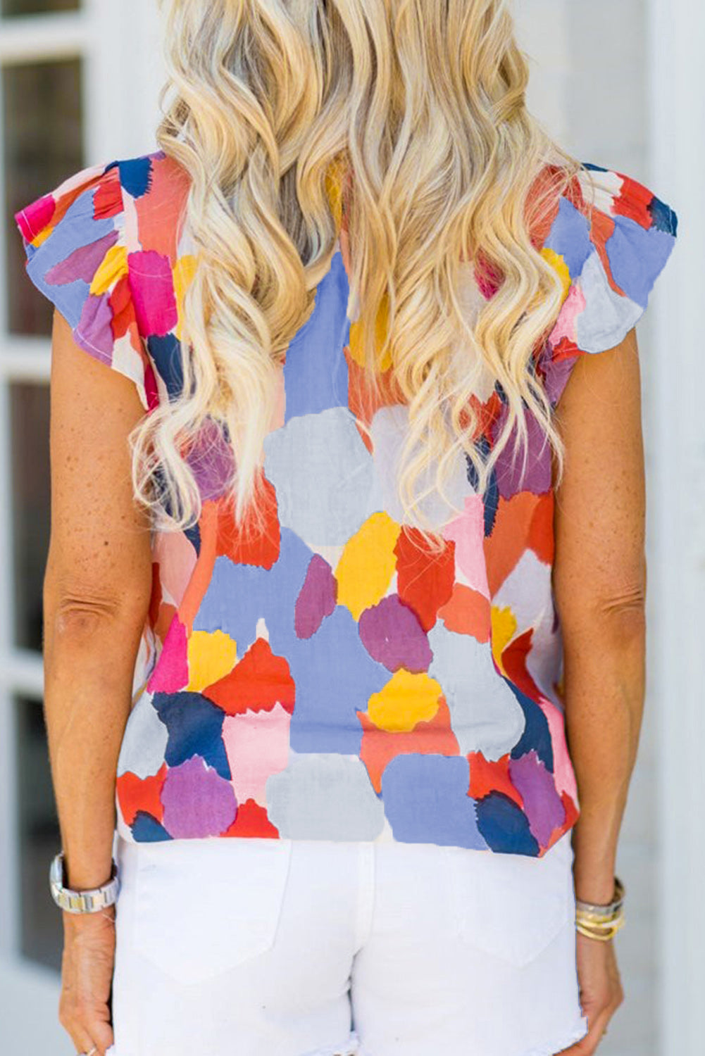 Multicolor Color Ruffle Top