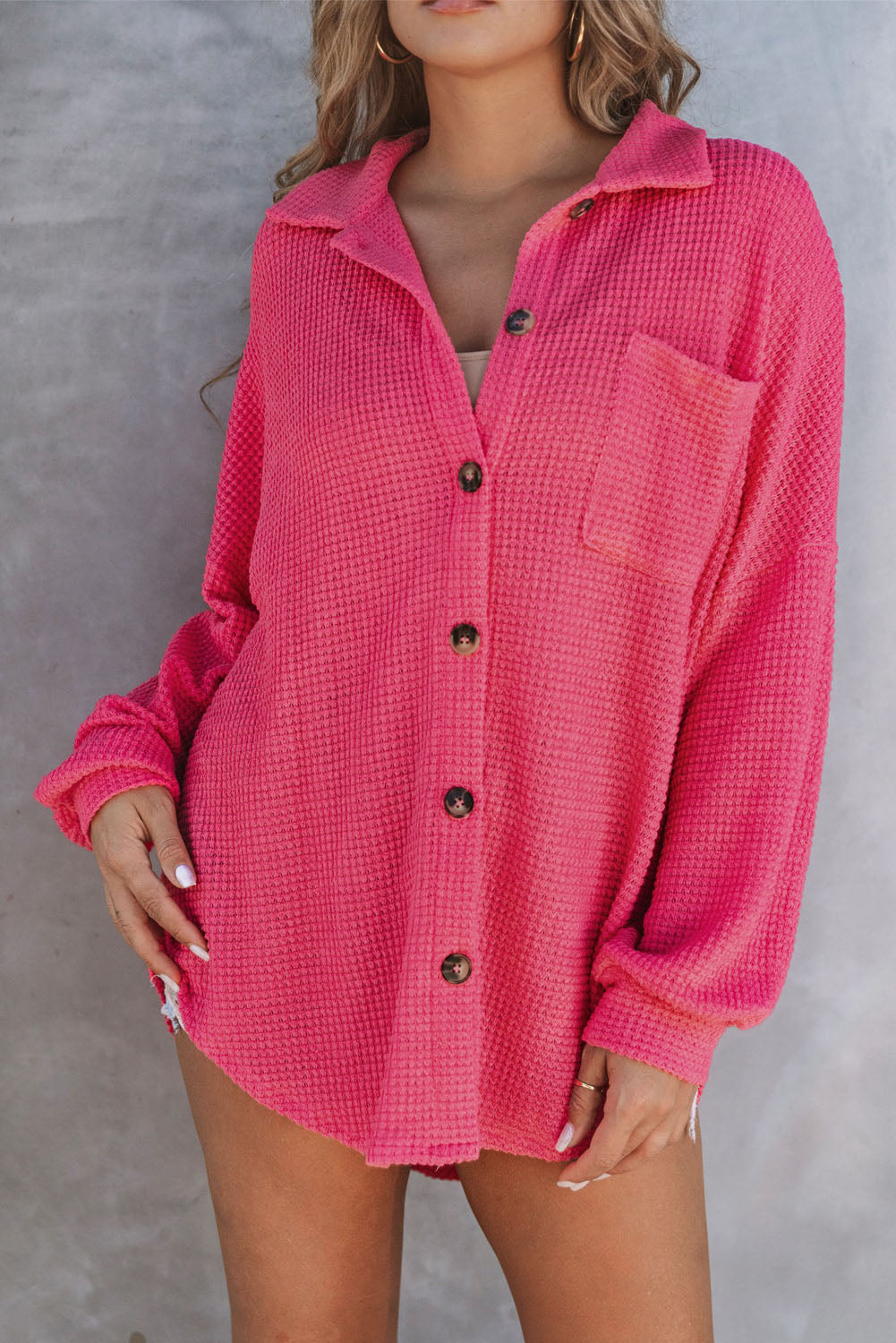 Hot Pink Waffle Knit Top