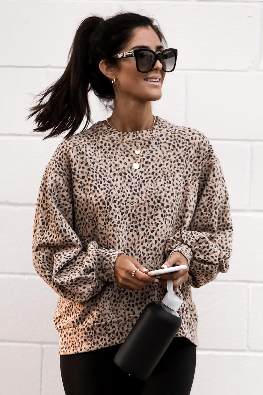 Cheetah Print Crew Neck Sweatshirt