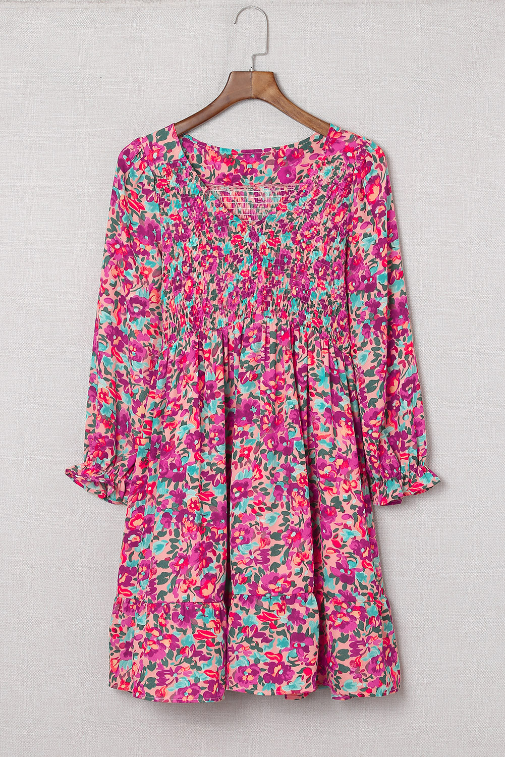 Boho Floral Smocked Dress