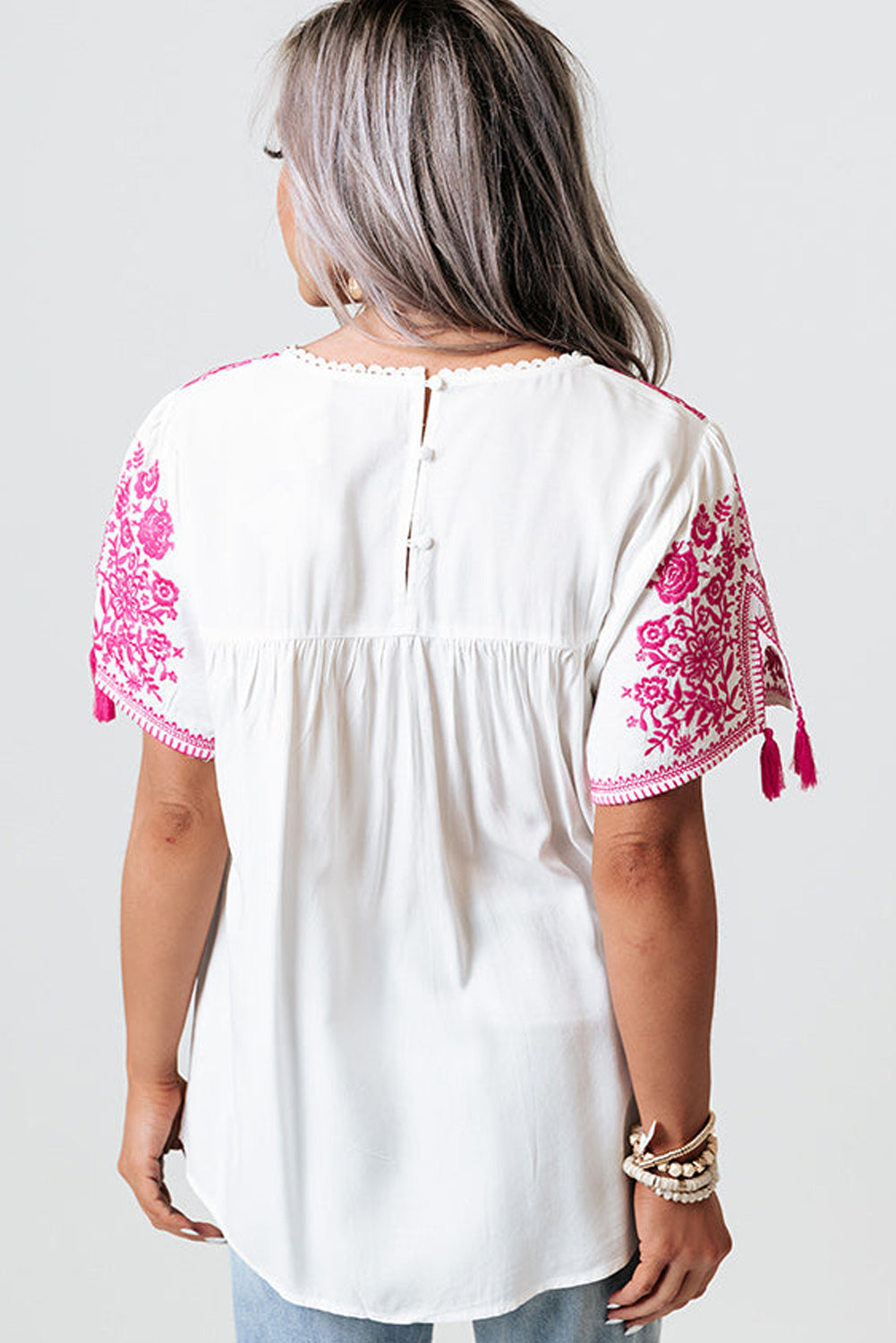 Embroidered Floral Boho Blouse