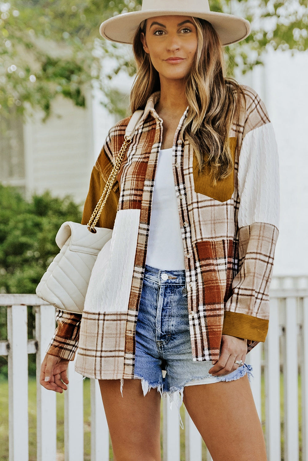 Plaid Patchwork Pocket Shacket