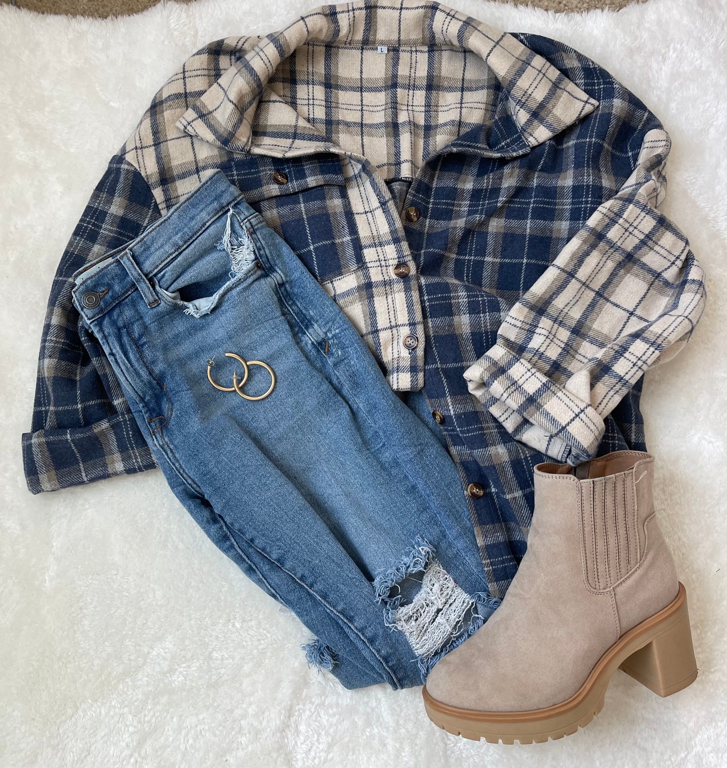 Navy/Cream Flannel