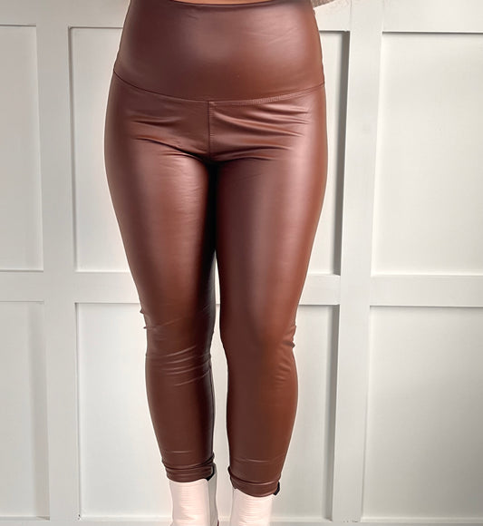 Brown Faux Leather Leggings