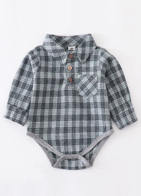 Baby Boy Forest Plaid Button Down